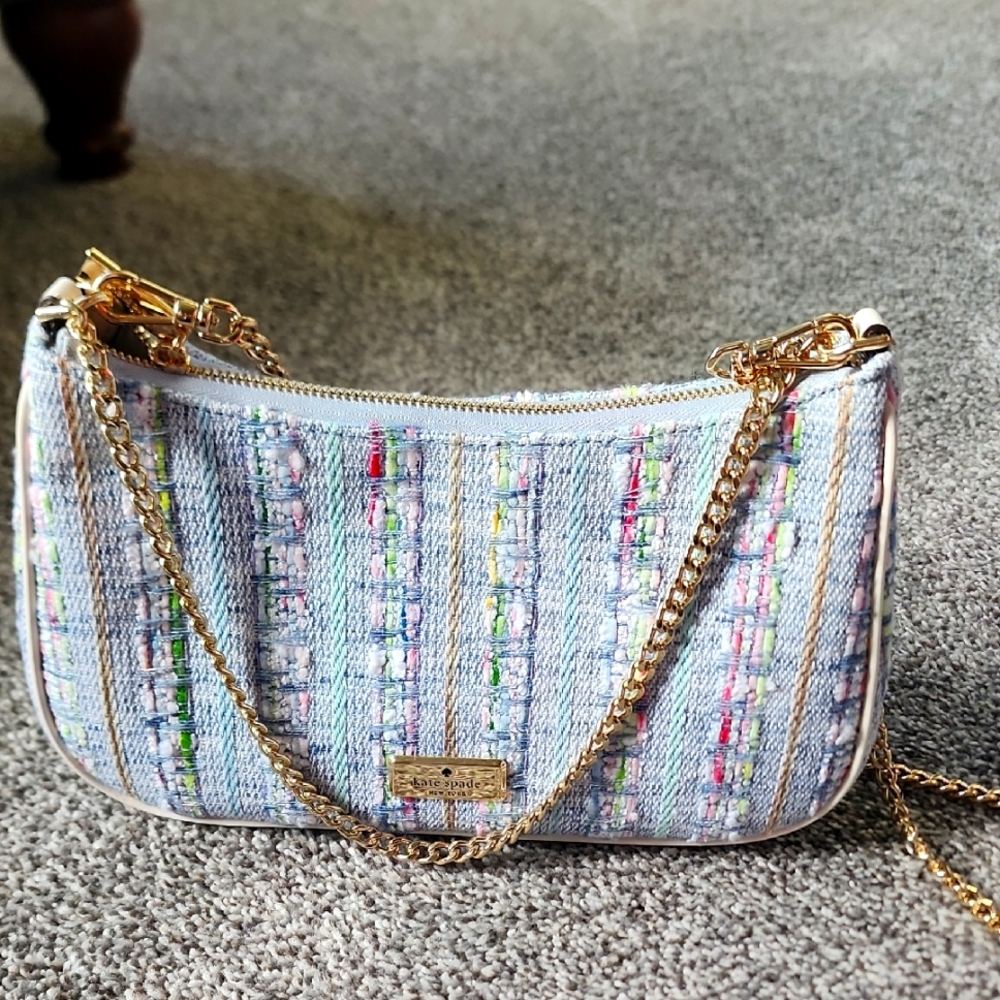 Kate Spade Blue and Gold Crossbody Bag with Gold Chain I ACCEPT MOST OFFERS